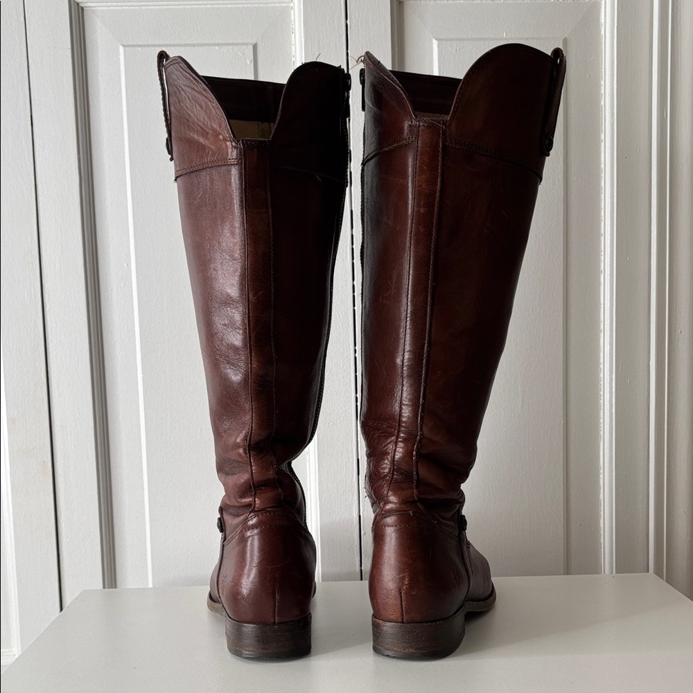 Frye Melissa Button Leather Boots in Cognac with Tan Lining - Picture 5 of 9